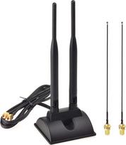 "Eightwood WiFi" 2.4G / 5.8G dviejų dažnių magnetinė 6dBi RP-SMA antena 2 m ilgintuvas su 2 vnt. MHF4 kabelio, skirto WLAN PCIe kortelėms Belaidis maršrutizatorius Bluetooth TP-Link Dlink Multi-Way