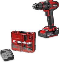 "Einhell" akumuliatorinių smūginių gręžtuvų rinkinys TE-CD 18/40 Li-i +64 (1x 2,0 Ah) Power X-Change (18 V, 40 Nm, smūginio gręžimo funkcija, 13 mm gręžimo griebtuvas, 2 pavaros, įskaitant akumuliatorių, įkroviklį ir priedus)