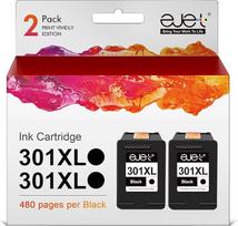 "Ejet" restauruotos HP 301, 301XL atsarginės kasetės, skirtos HP Deskjet 1000, 1050, 1510, 1512, 2050, 2050A, 2510, 2540, 3050, Officejet 2620, 2622, 4630, 4632, Neid 4500, 5530, 4502, dviem spausdintuvams - juodos spalvos