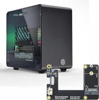 "ElectroCookie" "Raspberry Pi 5" korpusas, aliuminio mini bokšto korpusas su M.2 NVMe SSD PCIe kepure ir aktyvaus RGB apšvietimo aušintuvu (juodas)