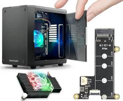 "ElectroCookie" mini kompiuterio korpusas "Raspberry Pi 5" su M.2 NVMe SSD PCIe HAT ir aktyvaus RGB apšvietimo aušintuvu (juodas korpusas + M.2 HAT[X1001])