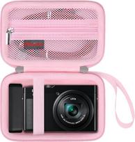 "Elonbo" dėklas "Panasonic Lumix DC-TZ99E/ LX10/LX100/ZS60/ZS70/ZS80/ZS200/ZS100 4K skaitmeniniam fotoaparatui, Vlogging fotoaparatui Kompaktiškas kelioninis apsauginis dėklas, tinklinis krepšys tinka akumuliatoriaus įkrovikliui. Rožinis