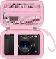 "Elonbo" dėklas "Sony ZV-1" ir ZV-1F bei ZV-1 II skaitmeniniam fotoaparatui, 4K vaizdo transliacijos fotoaparato kietasis kelionių saugojimo krepšys laikiklis, tinklinis krepšys, kuriame telpa akumuliatoriaus įkroviklis atminties kortelė. Rožinis