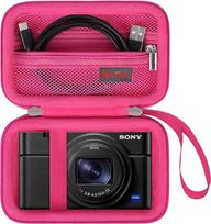 "Elonbo" fotoaparato dėklas "Sony ZV-1/ ZV-1F/ ZV-1 II/ RX100 VII/RX100 VI/RX100 V/RX100 IV/RX100 III" kompaktiškam skaitmeniniam fotoaparatui, "Sony Vlogging Video Streaming Camera Travel Case", aviečių spalvos