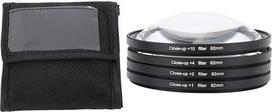 "Elprico Close-up Macro Lens Filter Kit" su +1, +2, +4, +10 objektyvais fotografijai, optinio stiklo filtras, dvigubo sriegio konstrukcija, apsauginis maišelis įvairiems (82 mm)