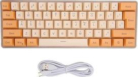 "Elprico" klaviatūra, USB 61 klavišo žaidimų klaviatūra, kontrastinga spalva, RGB apšvietimas, klavišų linijų atskyrimas, mechaninė, laidinė klaviatūra biuro žaidimams (oranžinė / smėlio spalva)