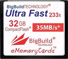 "eMemoryCards" 32GB itin greita 35MB/s CF atminties kortelė, suderinama su "Canon 10D/20D/30D/40D/50D/1D/1D/1D/5D/5D/7D Mark I/II/III/IV, "Nikon D", "Olympus E", "Sony Alpha", "Leica S" fotoaparatais