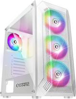"Empire Gaming", "Gamer Ruby" kompiuterio korpusas, ARGB Medium Tower ATX, MATX, ITX, tinklelio skydelis, akrilo šoninis skydelis, 4 ventiliatoriai, 3 kontaktų 5V LED RGB adresuojami 120 mm, MB Sync, baltos spalvos