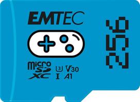 "Emtec Gaming" ECMSDM256GXCU3G microSD kortelė 256GB rašymo greitis 95MB/s skaitymo greitis 100MB/s mėlyna