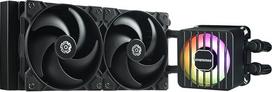 "ENERMAX LIQMAXFLO SR" 240 mm CPU AIO aušintuvas (LGA 1700, 1200, AM5, AM4) - "Xtreme" dviejų kamerų PWM siurblys - ARGB VRM vandens bloko ventiliatorius - 350 W+ TDP (2x 120 PWM "Silent Flow" ventiliatorius); ELC-LMF240-SF, juodas
