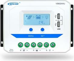"EPEVER" PWM saulės įkrovos valdiklis 60A 12V/24V automatinio veikimo saulės įkrovos valdiklis su LCD ekranu ir dvigubu USB prievadu, skirtas geliniam užliejamam akumuliatoriui (VS6024AU)