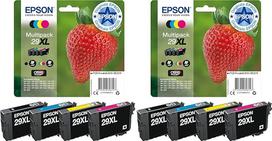 "Epson Multipack 29XL Strawberry" originalios XL didelio našumo rašalo kasetės, 4 spalvos: juoda, žydra, purpurinė, geltona (2 vnt.)