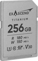 "Exascend Titanium SDXC UHS-I V30" 256GB atminties kortelė - visiškai metalinis korpusas, iki 180MB/s skaitymo, 150MB/s rašymo, 4K UHD vaizdo įrašas, IP68 atsparumas vandeniui ir dulkėms, 20 kartų stipresnė už standartinę SD kortelę