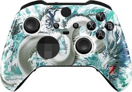 "eXtremeRate" priekinis dėklas "Xbox Elite Series 2/2-Core" valdikliui, "pasidaryk pats" pakaitinis dėklas ir "Xbox Elite Series V2/V3" V2/V3 žaidimų pulto modelio 1797-Jade Dragon akcento žiedo korpuso priedas