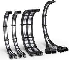 "EZDIY-FAB PCIE 5.0 12VHPWR" kabelių su rankovėmis rinkinys, 16AWG maitinimo kabelio ilgintuvas, 24PIN-ATX/(4+4) PIN-EPS/(12+4) PIN į 4X 8 PIN PCIE- RTX4090/4080/4070Ti ilginimo kabelis - juodas/baltas
