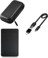 "ezekers" nešiojamasis 500GB išorinis kietasis diskas HDD su krepšiu - USB C ir USB 3.0, skirtas "PC", "Mac", "Playstation", "Android" su USB C ir "iPhone 15/16", televizoriui, "Xbox" ir "Wii U" - dviguba jungtis - itin greitas (500GB)