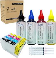"F-Ink" sublimacinio rašalo rinkinys 400 ml, suderinamas su "Epson" 29 arba 29XL rašalo kasetėmis, sublimacinis rašalas, tinka puodeliams, poliesterio marškinėliams, telefonų dėklams ir kt.