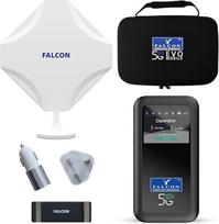 "Falcon EVO Mobile Deluxe" - nešiojamoji 5G sustiprinta antena su 3400Mbps 5G nešiojamuoju maršrutizatoriumi (suderinama su Nano ir eSIM) ir priedais