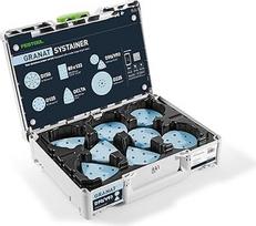 "Festool" abrazyvinio švitrinio popieriaus rinkinys SYS-STF D90/V93 GR-Set Granato švitrinio popieriaus rinkinys, skirtas RO 90 DX dažams, medienai, plastikui, "StickFix" sistemai Systainer Organisation