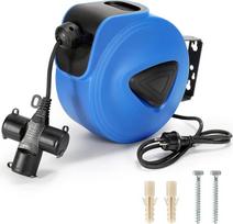 "Fiqops" automatinė 20 m + 1,5 m kabelių ritė, kabelių ritė, tvirtinama prie sienos, su 180° šoniniu posūkiu, automatinė kabelių ritė dirbtuvėms ir lentynoms, su stabdymo funkcija, kabelių ritė (trijų polių kištukas)