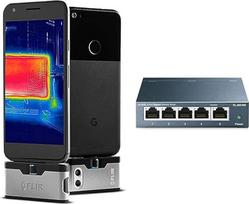 "FLIR ONE Gen 3" - "Android" (USB-C) - termovizorius išmaniesiems telefonams - su MSX vaizdo gerinimo technologija ir "TP-Link TL-SG105" 5 prievadų gigabitinio tinklo komutatorius (iki 2000Mbps dvipusio duomenų perdavimo režimu)