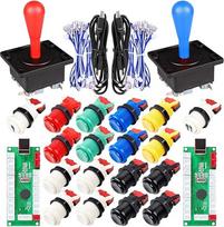 "Fosiya 2 Spieler Arcade Game DIY Kits Ellipse Oval Happ Joystick Griff + 18x American Style Arcade Taster (įskaitant 1P / 2P Start-Tasten)