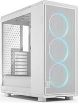 "Fractal Design Epoch White RGB" - Skaidraus grūdinto stiklo šoninis skydelis - Žaidimų kompiuterio korpusas - Tinklelio formos priekinis skydelis - Trys "Momentum 12 RGB" ventiliatoriai - Erdvus vidus - ATX/mATX/ITX palaikymas