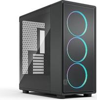 "Fractal Design Epoch XL Black RGB" - grūdintas stiklas, lengvas atspalvis - didelio oro srauto žaidimų kompiuterio korpusas - tinklelio formos priekis - trys "Momentum 14 RGB" ventiliatoriai