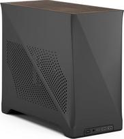 "Fractal Design Era 2 ITX" kompiuterio korpusas, medžio anglies spalvos - elegantiškas anoduotas aliuminis, riešutmedžio masyvo viršus, palaiko 3 lizdų GPU, pridedamas PCIe 4.0 stovo kabelis
