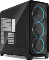 "Fractal Design Meshify 3 XL Black RGB Tempered Glass Light Tint" - žaidimų kompiuterių korpusas - "Facet Mesh" priekis - trys RGB "Momentum 14" ventiliatoriai - iki 512 mm ilgio GPU