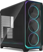 "Fractal Design Meshify 3XL Ambience Pro RGB juodas grūdinto stiklo šviesaus atspalvio žaidimų kompiuterių korpusas - 2 kartos ARGB apšvietimas per "Adjust Pro Hub" - trys RGB "Momentum 14" ventiliatoriai