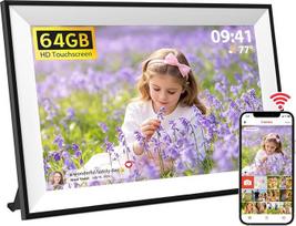 "Frameo" skaitmeninis nuotraukų rėmelis WLAN 64GB, elektroninis nuotraukų rėmelis 10,1 colio, elektrinis nuotraukų rėmelis HD IPS jutiklinis ekranas, automatinis pasukimas, tvirtinimas ant sienos, dalijimasis nuotraukomis per "Frameo" programėlę