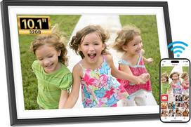 "Frameo" WLAN skaitmeninis nuotraukų rėmelis, 10,1 colio, HD 1280 x 800 IPS jutiklinis elektroninis nuotraukų rėmelis su 32GB atmintimi, automatiniu pasukimu, lengvu dalijimusi nuotraukomis ir vaizdo įrašais per "Frameo" programėlę