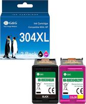 "G&G 304XL" keičiamos HP 304 spausdintuvo kasetės XL, skirtos "HP Envy 5030 5000 5010 5020 5032 Deskjet 3750 2630 2634 2600 3720 3730 3760 (juoda spalva)