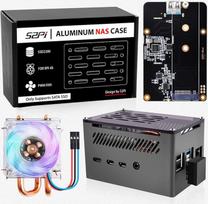 "GeeekPi" aliumininis NAS korpusas su ledo bokšto aušintuvu, M.2 SATA SSD adapterio plokšte, pasyvus korpusas su 4007 itin tyliu PWM ventiliatoriumi, skirtas Raspberry Pi 4 Model B 2GB 4GB 8GB