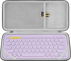 "Geekria K380" belaidės klaviatūros dėklas, apsauginis kelioninis krepšys, skirtas mažai kompaktiškai klaviatūrai, suderinamas su "Logitech K380" (levandų spalvos)