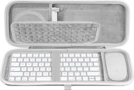 "Geekria" klaviatūros dėklas, kietas apsauginis kelioninis dėklas su "Apple Magic Keyboard" (MXCL3LL/A) / MK2A3LL/A / MXCK3LL/A / MXCK3LL/A / MK293LL/A, pelės kombinuotu dėklu (šviesiai pilkas)