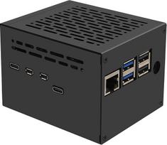 "Geekworm X1205-C1" metalinis korpusas, skirtas "Raspberry Pi 5" ir X1205 UPS bei aktyviajam aušintuvui ir X1001/X1003/X1004/X1015/M901/X1000 PCIe viršuje