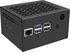 "Geekworm X1206-C1" metalinis korpusas, skirtas "Raspberry Pi 5" ir X1206 UPS bei aktyviajam aušintuvui ir X1000/X1001/X1003/X1004/X1015/M901 PCIe viršuje
