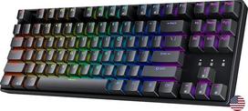 "Geeky GK80 TKL" | "Hot Swap" keičiama mechaninė žaidimų klaviatūra | 87 klavišai su įvairiaspalviu RGB LED apšvietimu, skirta PC/Mac žaidėjams| ANSI amerikietiškas išdėstymas (juoda, mechaninė raudona)