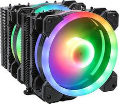 "Gelid Solutions Glacier Black RGB" - "Twin Tower" bokštas su 6 šiluminiais vamzdeliais - 2x 20 mm ARGB PWM ventiliatoriai - TPD 220 W ir daugiau - AM4 apsauginė juosta - juoda