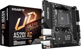 "Gigabyte A520I AC" (AMD Ryzen AM4/Mini-ITX/Direct 6 Phase Digital PWM su 55A DrMOS/Gaming GbE LAN/Intel WiFi+Bluetooth/NVMe PCIe 3.0 x4 M.2/3 Display Interfaces/Q-Flash Plus/Motherboard)