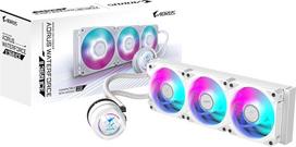 "GIGABYTE Aorus Waterforce II 360 Ice AIO Liquid CPU Cooler" - 3 x 120 mm ARGB ventiliatorius, įstumiamas fiksavimo mechanizmas, "Daisy Chain", suderinamas su "Intel LGA 1851" ir AMD AM5
