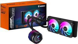 "GIGABYTE Aorus Waterforce X II 240" AIO skystojo procesoriaus aušintuvas - 2 x 120 mm ARGB ventiliatorius, spalvotas LCD ekranas, "Daisy Chain", suderinamas su "Intel LGA 1851" ir AMD AM5