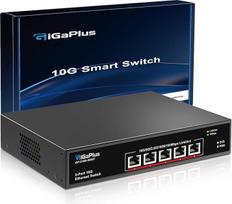 "GiGaPlus" 5 prievadų 10Gb Ethernet komutatorius, 5x10Gbe RJ45 prievadai, 100Gb/s komutavimo pajėgumas, "GiGaPlus" nevaldomas komutatorius, skirtas 10G NAS, kompiuteriams, "WiFi7" maršrutizatoriams, 10G adapteriams ir maitinimo plokštėms. Stalinis arba 1