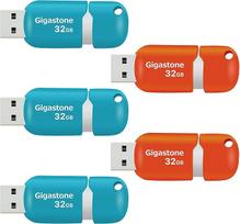 "Gigastone V10" 32GB talpos 5 vnt. USB 2.0 atmintinių, ištraukiami mygtukai, skirti "MacBook" nešiojamiesiems kompiuteriams, suderinami su "Windows Mac Linux", USB atmintinės, USB atmintinės, mišrios spalvos - mėlyna ir oranžinė