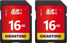 "Gigastone" 16GB SDHC atminties kortelė, 2 pakuotės, "Prime Series", iki 80MB/s perdavimo greitis nuotraukoms, vaizdo įrašams, muzikai, failams, vaizdo kamerai, fotoaparatui, kompiuteriui, 10 klasės U1 UHS-I