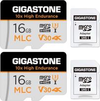 "Gigastone" [10x High Endurance] Pramoninė 16GB 2-Pack MLC Micro SD kortelė, 4K vaizdo įrašymas, apsaugos kamera, Dash Cam, stebėjimo suderinama 95MB/s, U3 C10, su adapteriu [5 metų nemokamas duomenų atkūrimas]