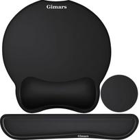 "Gimars" ergonominis kilimėlis pelei su geline pagalvėle, XL riešo atrama, klaviatūra su padėkliuku, kilimėlis pelei su atrama rankoms, vandeniui atsparus kilimėlis kompiuteriui ir nešiojamajam kompiuteriui, juodas, 3 vnt.