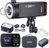 "Godox AD200 PRO II" AD200Pro II AD200ProII fotoaparato blykstė, optimizuotos blykstės galvutės, dviejų spalvų LED modeliavimo lempa, spalvų grupės ekranas, reguliuojama nuo 1/512 iki pilno galingumo (1/1)